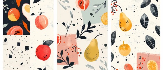 Isolated objects. Fruit icons. Modern hand drawn illustration collection. - obrazy, fototapety, plakaty