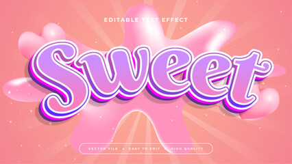 Pink purple violet and white sweet 3d editable text effect - font style