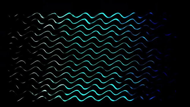 Horizontal blue gradient color lines waving on black background. Wave animation for live wallpaper or screensaver. High quality 4k footage