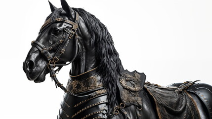 Black horse isolated on white background. AI Generative.