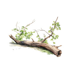 fallen tree watercolor illustration generative ai - 767069545