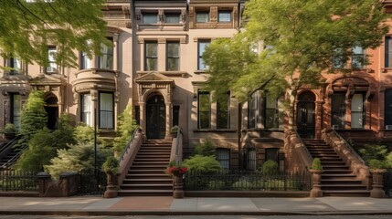 Historic brownstone with original millwork ornate fireplaces and private urban garden.