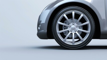 A closeup of a generic silver car's wheel and tire.