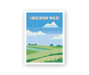 Fototapeta premium Lincolnshire Wolds Illustration Art. Travel Poster Wall Art. Minimalist Vector art