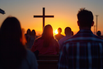 Dawn of Hope: Easter Sunrise Service with the Community - obrazy, fototapety, plakaty