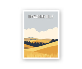 Howardian Hills Illustration Art. Travel Poster Wall Art. Minimalist Vector art