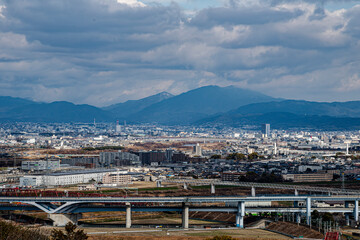 京都市街と比叡山の見える風景