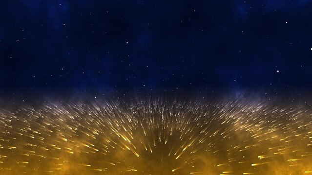 Golden and dark blue abstract background with stars and golden rays. For presentation, festive High quality 4k footage