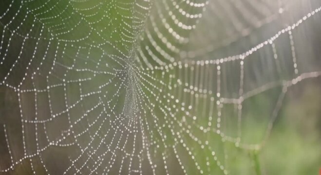 3d view of sticky spider web in nature