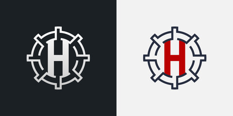 H Logo Design. Clean and Modern Letter H Logo in Round Shape - obrazy, fototapety, plakaty