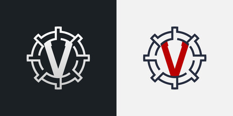 V Logo Design. Clean and Modern Letter V Logo in Round Shape - obrazy, fototapety, plakaty