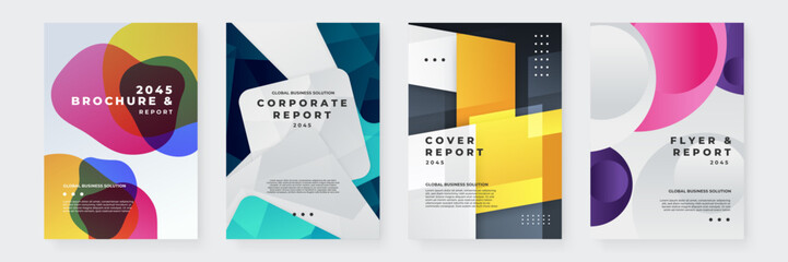 Colorful vector business brochure template with geometrical shapes for annual report, cover, vector template brochures, flyers, presentations, leaflet, magazine a4 size - obrazy, fototapety, plakaty