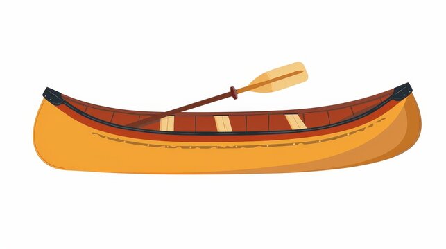 A paddle boat with a paddle attached to it. A rafting vessel, a swimming vessel. A river vehicle with an oar. Flat modern illustration isolated on white.