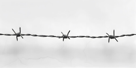 Silhouette of Barbed Wire Against White Background