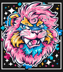 Cute Lion Face Sticker Design