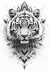 Mandala Tiger in Black and White
