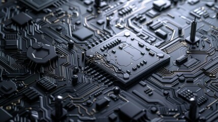Fototapeta premium Cybersecurity. Grey chip illustrating security in the digital world. Protection in internet.
