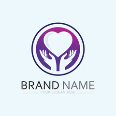 hand care logo template  vector icon business