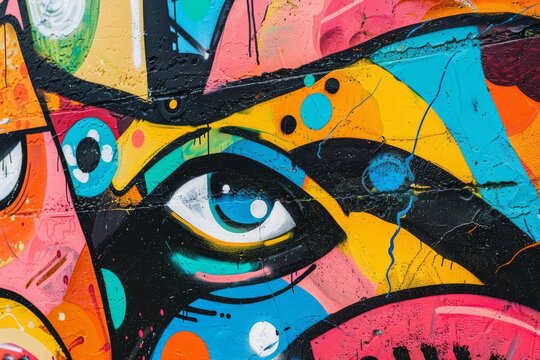 Colorful Graffiti Wall with Urban Art, Street Culture and Creativity Concept Photo
