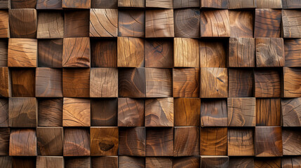 Panoramic Wooden Background Brown Acoustic Panels Wall Texture with Seamless Pattern