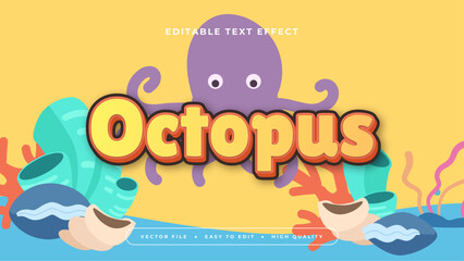 Fototapeta na wymiar Colorful octopus 3d editable text effect - font style