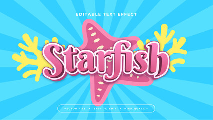 Yellow blue and pink starfish 3d editable text effect - font style