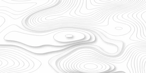 Fotobehang Topographic map background geographic line map with elevation assignments. The black on white contours vector topography stylized height of the lines map. © Alibuss