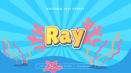 Blue orange and pink ray 3d editable text effect - font style