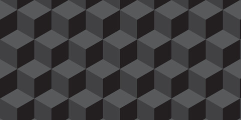 Black and gray background from cubes and lines rectangle wallpaper grid pattern. Geometric seamless pattern cube. Cubes mosaic shape vector design.	
