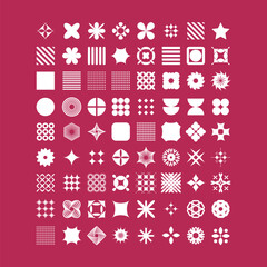 Geometric abstract  shape vector set, funky star figure icon, retro brutal minimal art. Simple Memphis y2k elements collection