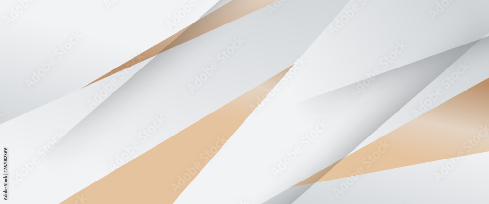 Poster White and gold modern and simple abstract banner art vector with shapes. For background presentation, background, wallpaper, banner, brochure, web layout, and cover