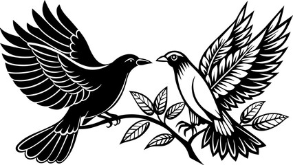  a-dove-and-a-crow-sharing-a-branch