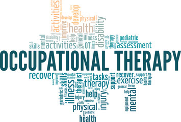 Occupational Therapy word cloud conceptual design isolated on white background.