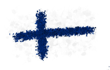 finnish flag with paint splashes