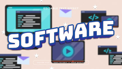 Blue green and white software 3d editable text effect - font style