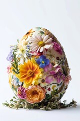 Beautiful Floral Easter Egg Centerpiece isolated on white background