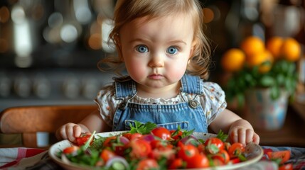 A child enjoys the simple pleasure of eating, with a smile spread across their face   - obrazy, fototapety, plakaty