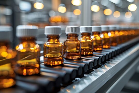 Vials being filled with exacting precision on a sterile pharmaceutical conveyor, underscoring the stringent safety protocols in medicine production  
