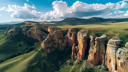 A stunning view of the Golden Gate Highlands National Park, with its unique sandstone formations...
