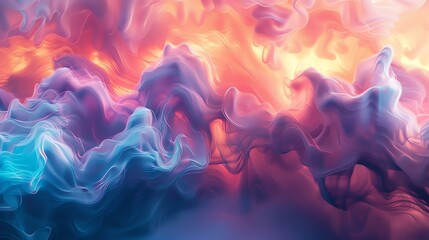 Abstract painting. Colorful smoke. Pink, blue and orange.