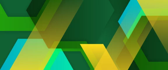 Fototapeten Green blue and yellow abstract banner with shapes. For business banner, formal backdrop, prestigious voucher, luxe invite, wallpaper and background © Roisa