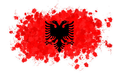 albanian flag with paint splashes - obrazy, fototapety, plakaty