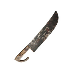 Old rusty knife. Isolated on transparent background.