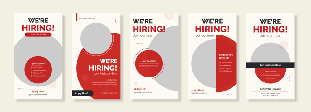 We are hiring for job vacancies Social Media stories, Hiring Social Media Post, Story set