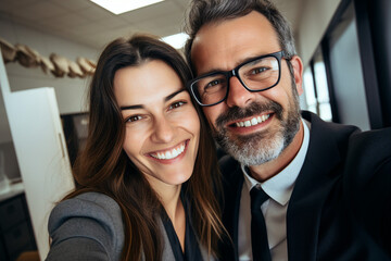 Corporate meeting with successful business people in modern workstation building Generative AI