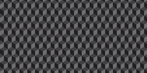 Black and gray background from cubes and lines. Geometric seamless pattern cube. Cubes mosaic shape vector design.