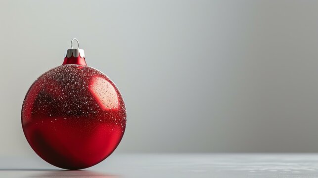 This is a beautiful image of a red Christmas ornament. The ornament is made of glass and has a shiny, reflective surface.