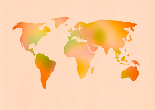 World map illustration bright and colorful