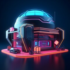 Low Poly Futuristic Neon: Geometric Abstraction in Modern Digital Design - obrazy, fototapety, plakaty