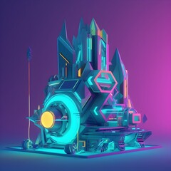 Low Poly Futuristic Neon Design: A Vibrant 3D Rendering of Luminescent Dimensions